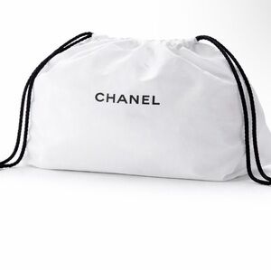 CHANEL White Drawstring Dust Bag | 100% Cotton | Cosmetic Pouch | 12” Wide 🤍